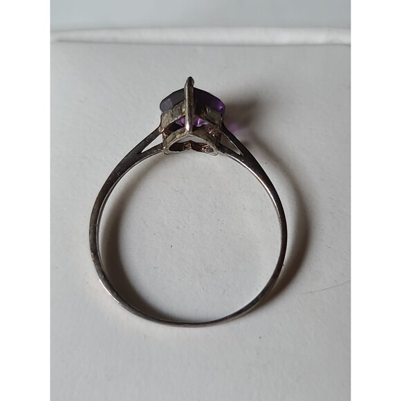 925 Sterling Silver Prong Set Amethyst Heart Shaped Solitaire Ring, SIZE US 8.25 - Picture 7 of 10